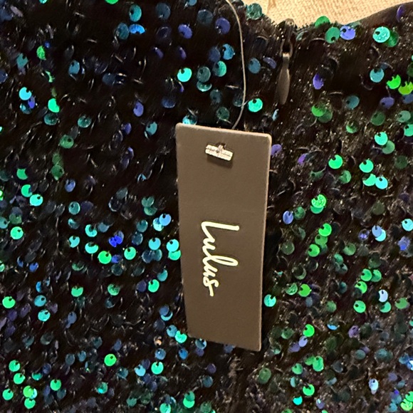 Keep it Regal Green Iridescent Sequin Velvet Dress - Picture 14 of 16
